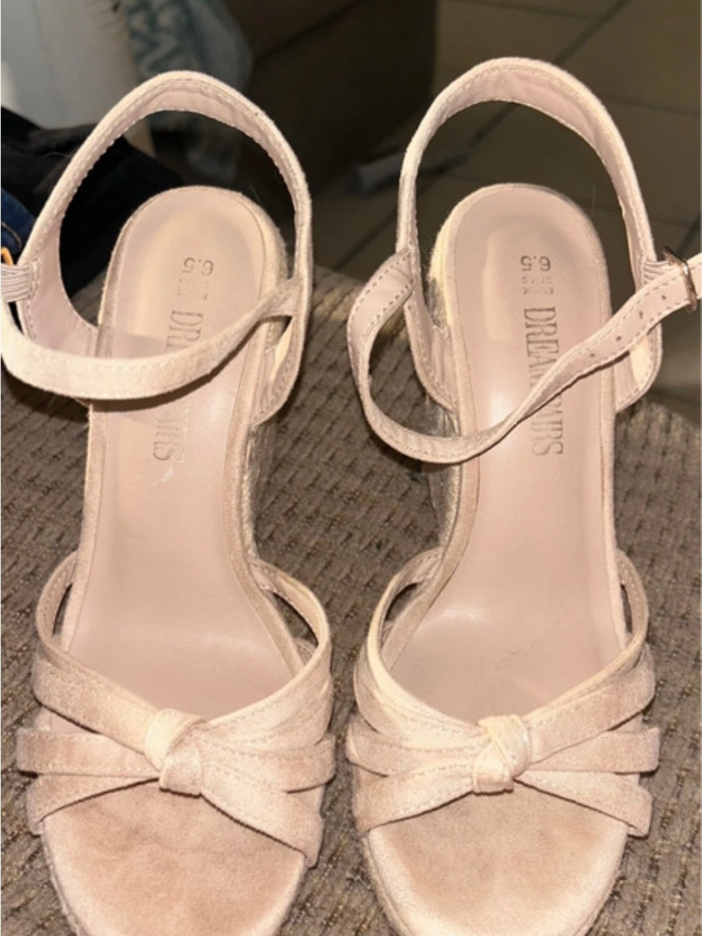 Dream Pairs Blush Knot Front Ankle Strap Heels